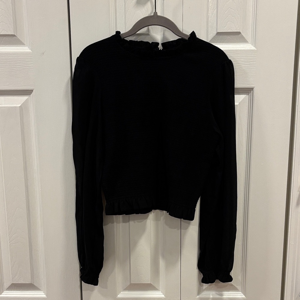 Chic Black Long Sleeve Women's Blouse